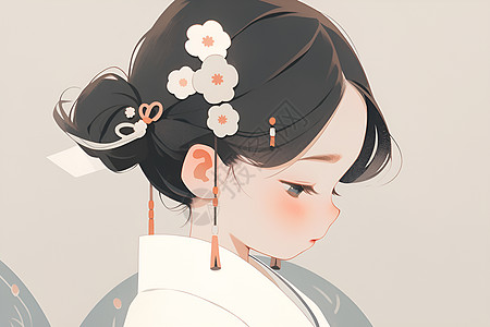 古韵少女插画背景图片