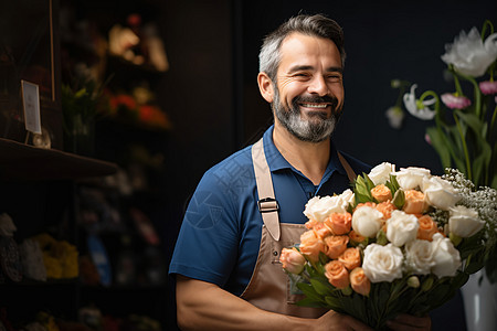 花店里工作的男子图片