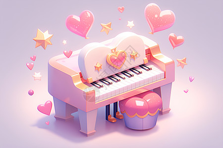 萌萌哒的小立体钢琴背景图片