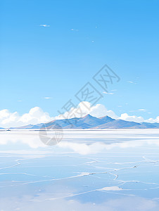户外简约的盐湖绘画背景图片
