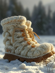 雪中静寂毛绒雪地靴图片