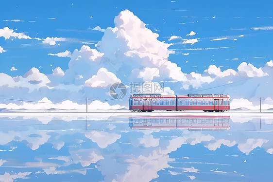 湖畔火车图片