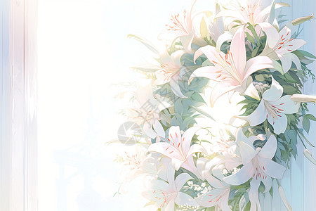美丽的百合花花环背景图片