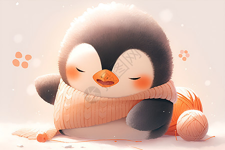 梦幻的可爱小企鹅背景图片