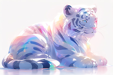 彩虹幻梦中的白虎图片