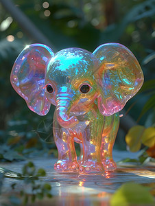 彩虹色的小象背景图片