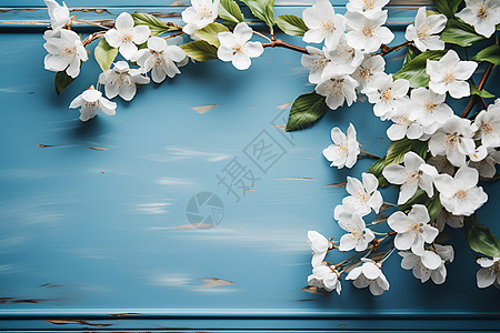 蓝色背景中的白花图片