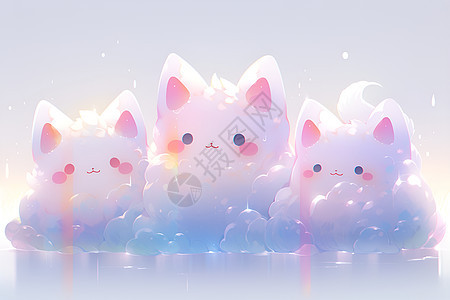 粉色的可爱小猫背景图片