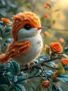 可爱的毛绒蜂鸟背景图片