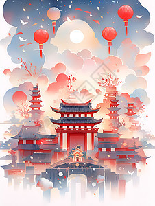 中国新年的插画图片