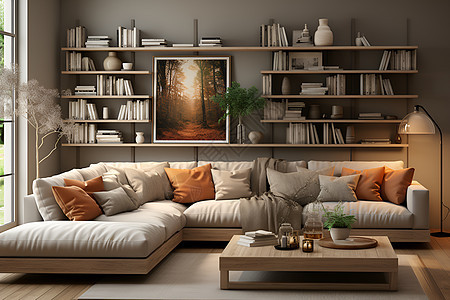 柔和色调的客厅图片