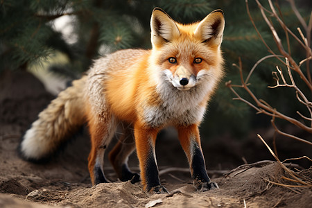 森林动物森林中的狐狸背景