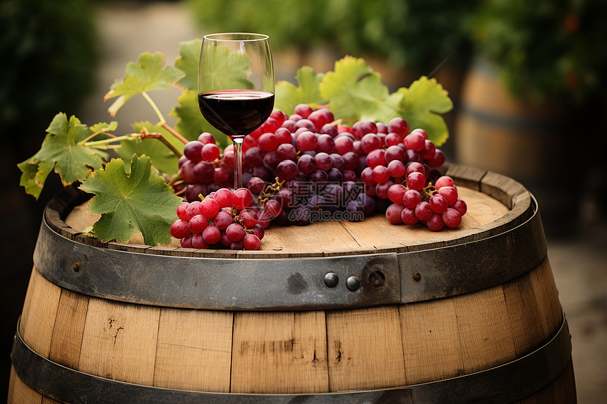 新鲜的葡萄和美酒图片