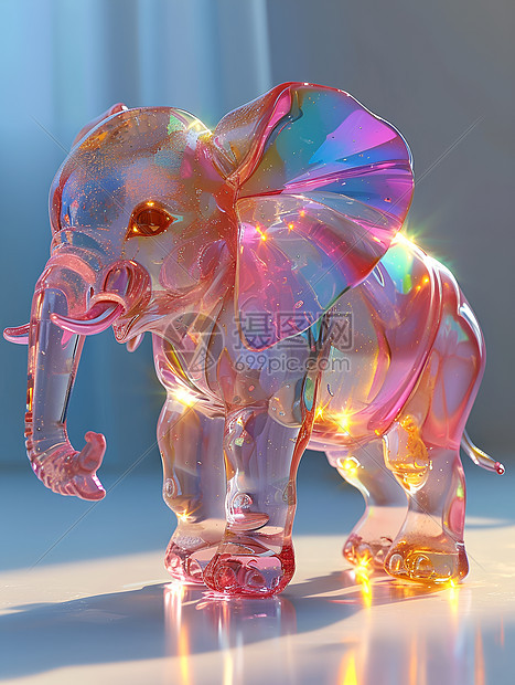 透明玻璃的大象图片