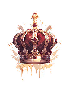 珠宝皇冠红色顶冠的王冠插画
