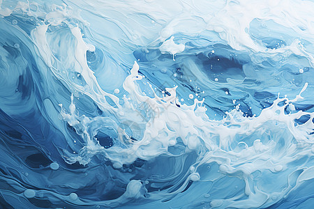海洋中汹涌的波浪绘画图片