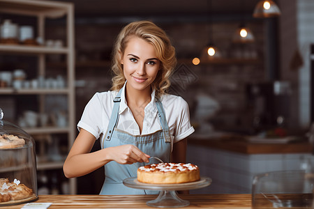 正在烹饪蛋糕的女孩背景图片