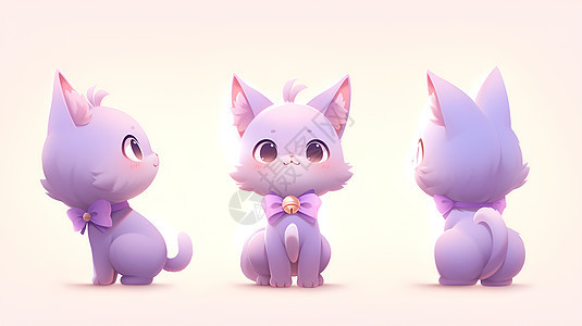 三只紫色的猫咪图片