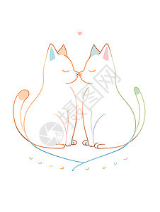 猫咪情侣插画图片