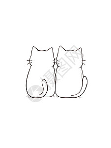 单线条猫咪插画图片