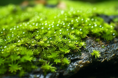 水滴洒在沙岩上的苔藓图片