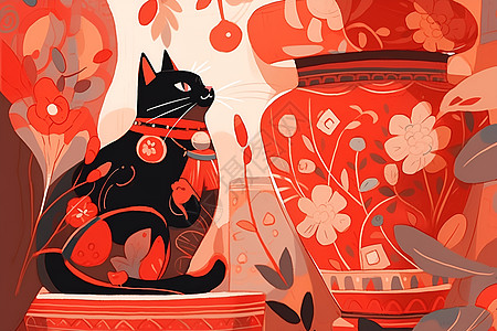 猫与红罐子图片