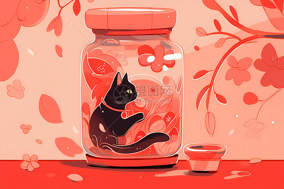 花瓶旁的猫咪图片