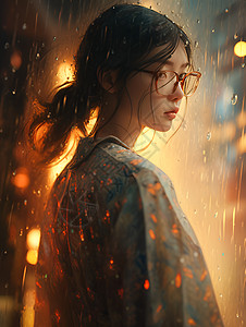 雨中的女人图片