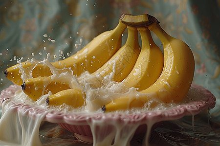 香蕉与牛奶的艺术对话背景图片