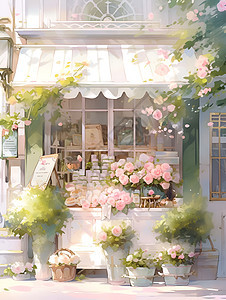 街角的花店背景图片