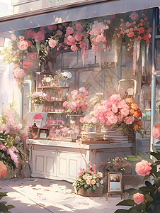 古色的花店背景图片