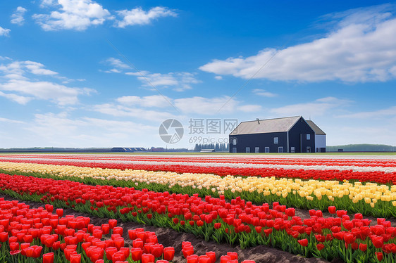 五彩绽放的美丽花田图片