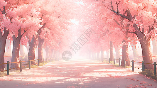 粉色的树木街道图片