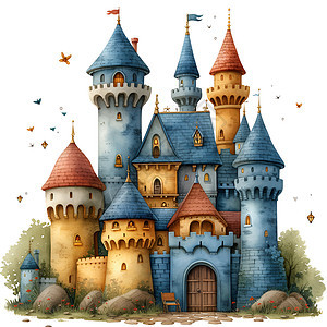 彩色的建筑城堡背景图片