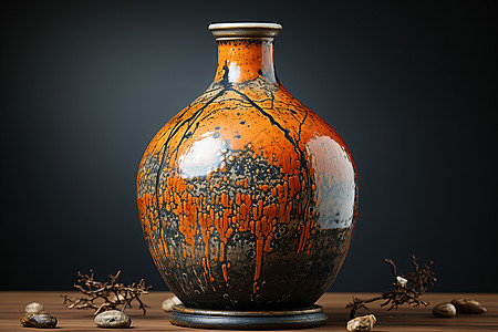 复古的陶瓷酒罐图片