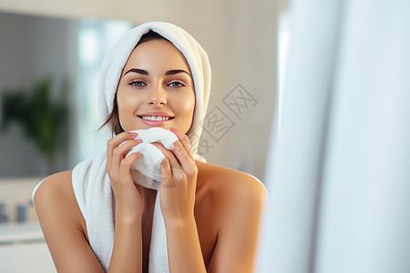 浴室内拿着毛巾的女子图片