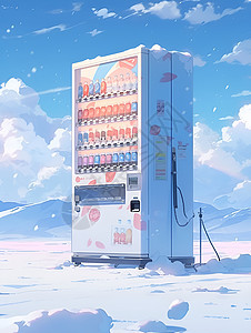 雪地上的售货机图片