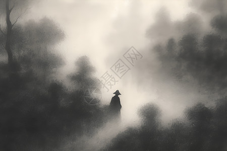雾林漫步背景图片