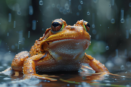 雨中静坐的青蛙图片