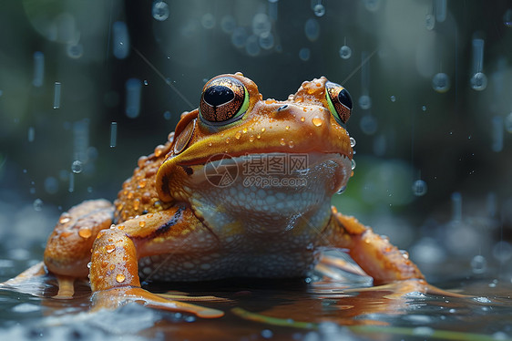 雨中静坐的青蛙图片