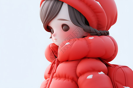 雪中的少女图片