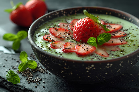 翠绿草莓背景图片