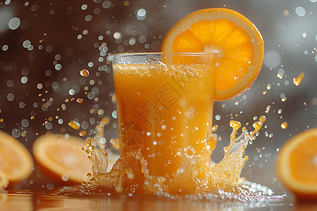 清凉橙汁飞溅图片