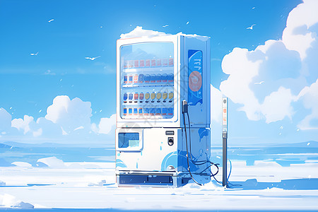 寒冷冰原上饮料机图片