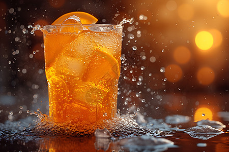 新鲜的冰镇橙汁背景图片