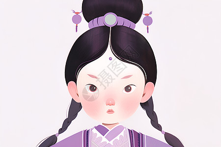 紫色衣服的小女孩背景图片