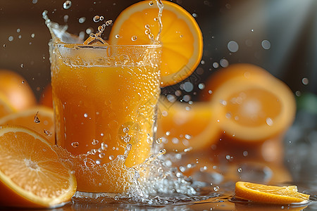 夏日橙汁背景图片
