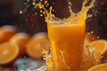 新鲜健康的橙汁背景图片
