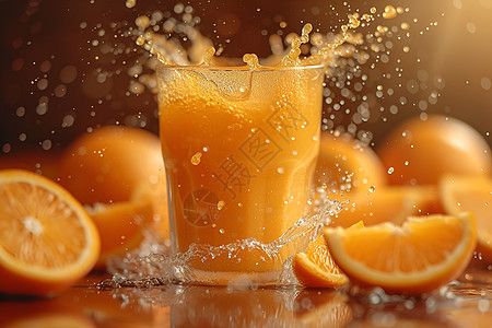 美味新鲜的橙汁背景图片
