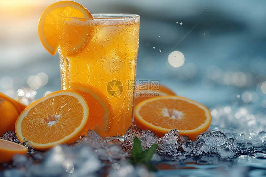 夏日橙汁飞溅图片